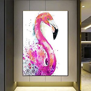 Pembe Flamingo Kanvası, Modern Büyük Boy Hayvan Duvar Posteri 60x90 cm