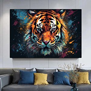 Soyut Graffiti Kaplan Tablosu, Modern Hayvan Sokak Sanatı, Renkli Kanvas Posteri, Yaşam Alanı Dekoru 60x90 cm