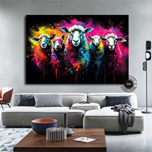 Beş Renkli Koyun Posteri – Renkli Hayvan Duvar Sanatı, Hediye 40x60 cm