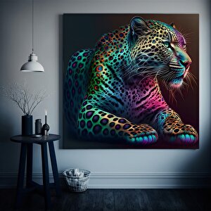 Kaplan Ve Leopar Temalı Renkli Hayvan Sanatı, Asılmaya Hazır Duvar Tablosu