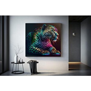 Kaplan Ve Leopar Temalı Renkli Hayvan Sanatı, Asılmaya Hazır Duvar Tablosu