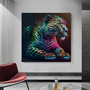Kaplan Ve Leopar Temalı Renkli Hayvan Sanatı, Asılmaya Hazır Duvar Tablosu