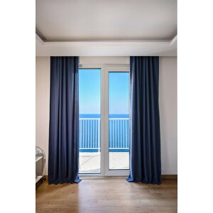 Olea | 140x270 Cm (2 Adet) Fon Perde İndigo