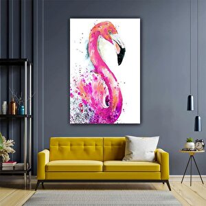 Pembe Flamingo Kanvası, Modern Büyük Boy Hayvan Duvar Posteri 70x100 cm