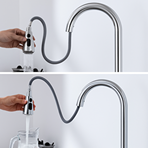 Durevo Spiralli Mutfak Evye Bataryası - Uzayan Sistem- Krom Renk