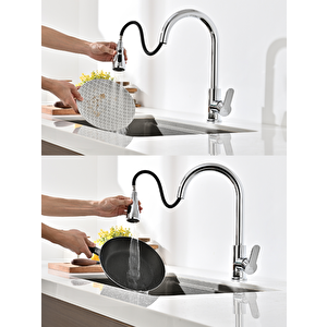 Durevo Spiralli Mutfak Evye Bataryası - Uzayan Sistem- Krom Renk