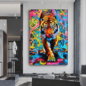 Kaplanın Modern Tablosu, Hayvan Sanat Koleksiyonu, Kaplan Kanvas Sanatı, Hayvan Kanvas Baskısı 50x70 cm