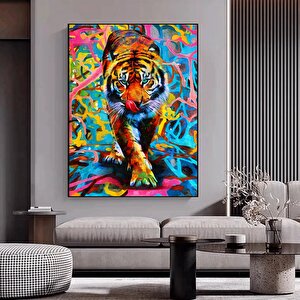 Kaplanın Modern Tablosu, Hayvan Sanat Koleksiyonu, Kaplan Kanvas Sanatı, Hayvan Kanvas Baskısı 50x70 cm