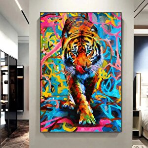 Kaplanın Modern Tablosu, Hayvan Sanat Koleksiyonu, Kaplan Kanvas Sanatı, Hayvan Kanvas Baskısı 50x70 cm