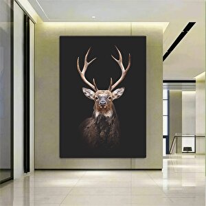 Geyik Kanvas Duvar Sanatı; Kahverengi-beyaz Geyik Tablosu; Hayvan Duvar Dekoru; Geyik Kanvas Tablosu 100x150 cm