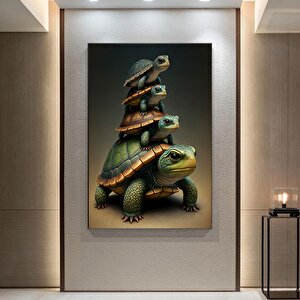 Kaplumbağa Ve Yavruları Kanvas Baskı, Renkli Kaplumbağa Hayvan Sanatı, Kanvas Duvar Sanatı