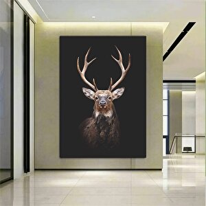 Geyik Kanvas Duvar Sanatı; Kahverengi-beyaz Geyik Tablosu; Hayvan Duvar Dekoru; Geyik Kanvas Tablosu 30x40 cm
