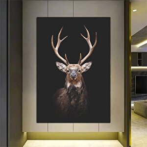 Geyik Kanvas Duvar Sanatı; Kahverengi-beyaz Geyik Tablosu; Hayvan Duvar Dekoru; Geyik Kanvas Tablosu 30x40 cm