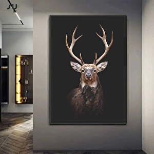 Geyik Kanvas Duvar Sanatı; Kahverengi-beyaz Geyik Tablosu; Hayvan Duvar Dekoru; Geyik Kanvas Tablosu