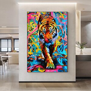 Kaplanın Modern Tablosu, Hayvan Sanat Koleksiyonu, Kaplan Kanvas Sanatı, Hayvan Kanvas Baskısı