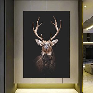 Geyik Kanvas Duvar Sanatı; Kahverengi-beyaz Geyik Tablosu; Hayvan Duvar Dekoru; Geyik Kanvas Tablosu 70x100 cm