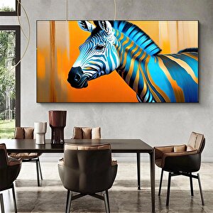 Renkli Zebra Kanvas Duvar Sanatı; Soylu Zebra Kanvası; Hayvan Severlere Özel Kanvas Baskı; Asmaya Ha