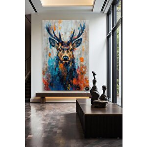Geyik Kanvas Tablosu; Orman Hayvan Sanatı; Geyik Portresi Kanvası; Büyük Duvar Sanatı