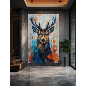 Geyik Kanvas Tablosu; Orman Hayvan Sanatı; Geyik Portresi Kanvası; Büyük Duvar Sanatı
