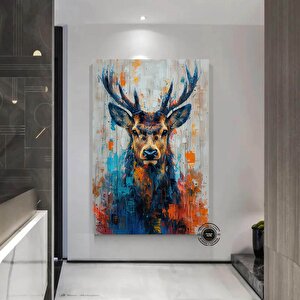 Geyik Kanvas Tablosu; Orman Hayvan Sanatı; Geyik Portresi Kanvası; Büyük Duvar Sanatı