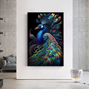 Kanvas Sanat Eseri Ekstra Büyük Tavuskuşu Tablosu, Duvar Sanatı, Hayvan Posteri, Hayvan Kanvas