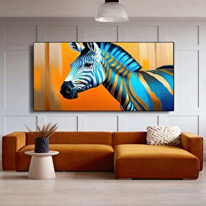 Renkli Zebra Kanvas Duvar Sanatı; Soylu Zebra Kanvası; Hayvan Severlere Özel Kanvas Baskı; Asmaya Ha