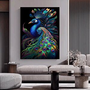 Kanvas Sanat Eseri Ekstra Büyük Tavuskuşu Tablosu, Duvar Sanatı, Hayvan Posteri, Hayvan Kanvas 90x180 cm