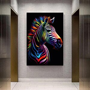 Renkli Zebra Kanvas Tablo; Soyut Hayvan Sanatı; Asmaya Hazır 30x40 cm