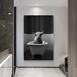 Nostaljik Küvette Dağ İneği, Hayvan Banyosu Temalı Rustik Banyo Dekoru 100x200 cm