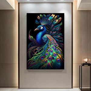 Kanvas Sanat Eseri Ekstra Büyük Tavuskuşu Tablosu, Duvar Sanatı, Hayvan Posteri, Hayvan Kanvas