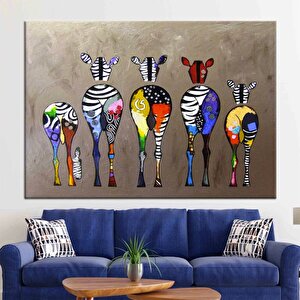 Banksy Tarzı Renkli Zebra Kanvas Tablo – Soyut Hayvan Sanatı 100x150 cm