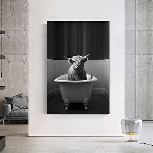 Nostaljik Küvette Dağ İneği, Hayvan Banyosu Temalı Rustik Banyo Dekoru