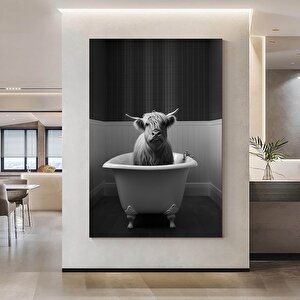 Nostaljik Küvette Dağ İneği, Hayvan Banyosu Temalı Rustik Banyo Dekoru