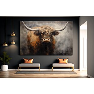 Güzel İskoç Highland İneği Yüzü Duvar Sanatı, İneği, Sığır Duvar Dekoru, Hayvan Duvar Sanatı