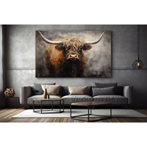 Güzel İskoç Highland İneği Yüzü Duvar Sanatı, İneği, Sığır Duvar Dekoru, Hayvan Duvar Sanatı