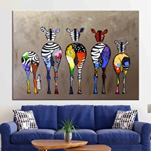 Banksy Tarzı Renkli Zebra Kanvas Tablo – Soyut Hayvan Sanatı 60x120 cm