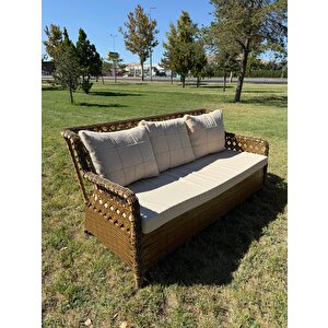Ayaz 7 Kişilik Rattan Bahçe Oturma Grubu – 3+1+1 Koltuk, Cam Masa Ve 2 Puf Hediyeli Salincakli