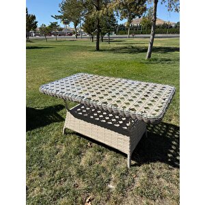 Ayaz 7 Kişilik Rattan Bahçe Oturma Grubu – 3+1+1 Koltuk, Cam Masa 2 Puf Ve Salincak  Hediyeli
