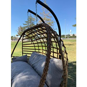Ayaz 7 Kişilik Rattan Bahçe Oturma Grubu –çi̇ft Ki̇şi̇li̇k Salincak Hedi̇yeli̇ 3+1+1 Koltuk, Cam Masa Ve 2 Puf Hediyeli