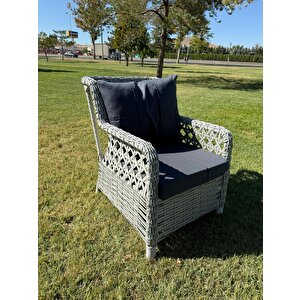 7 Kişilik Rattan Bahçe Oturma Grubu – 3+1+1 Koltuk, Cam Masa Ve 2 Puf Hediyeli Salincakli
