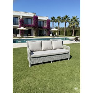 Ayaz 7 Kişilik Rattan Bahçe Oturma Grubu – 3+1+1 Koltuk, Cam Masa Ve 2 Puf Hediyeli Salincakli