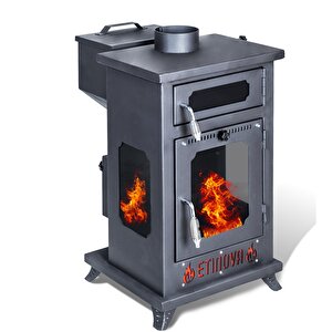 Eti-k7 Küçük Üç Tarafı Camlı Fırınlı Şömine Tipi Pelet Soba