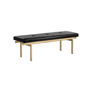 Aria Dekoratif Yatak Ucu Oturma Bankı Makyaj Oturağı Suni Derili Gold Metal Ayaklı Puf Bench