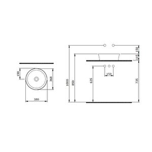 Sottile Slim Çanak Lavabo 38 Cm Mat Siyah 1478-004-0125