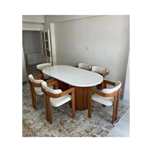 Bohem Masa Takımı T Sandalye Ahşap Masa Takımı 6 Kişilik Masa Sandalye Takımı İskandinav Takım
