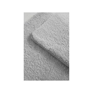 2'li Kaydırmaz Peluş Banyo Paspası Banyo Klozet Takımı Klozet Paspas Takımı, Açık Gri Açık Gri