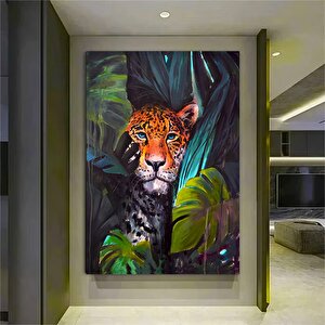 Yapraklar Arasında Boyanmış Leopar 80x120 cm