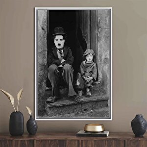 Charlie Chaplin Ve Çocuk Tablosu – Düzenlenmiş Kanvas Poster 50x70 cm