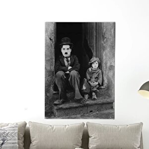 Charlie Chaplin Ve Çocuk Tablosu – Düzenlenmiş Kanvas Poster