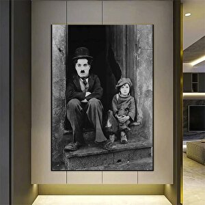 Charlie Chaplin Ve Çocuk Tablosu – Düzenlenmiş Kanvas Poster